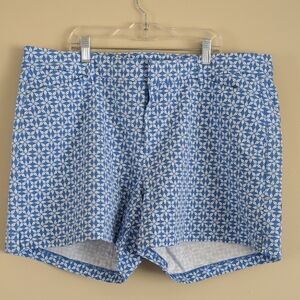 18 Old Navy High-Rise Pixie Shorts Tile Blue Secret-Smooth Pockets White